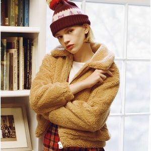 UO Cropped Teddy Jacket - Honey